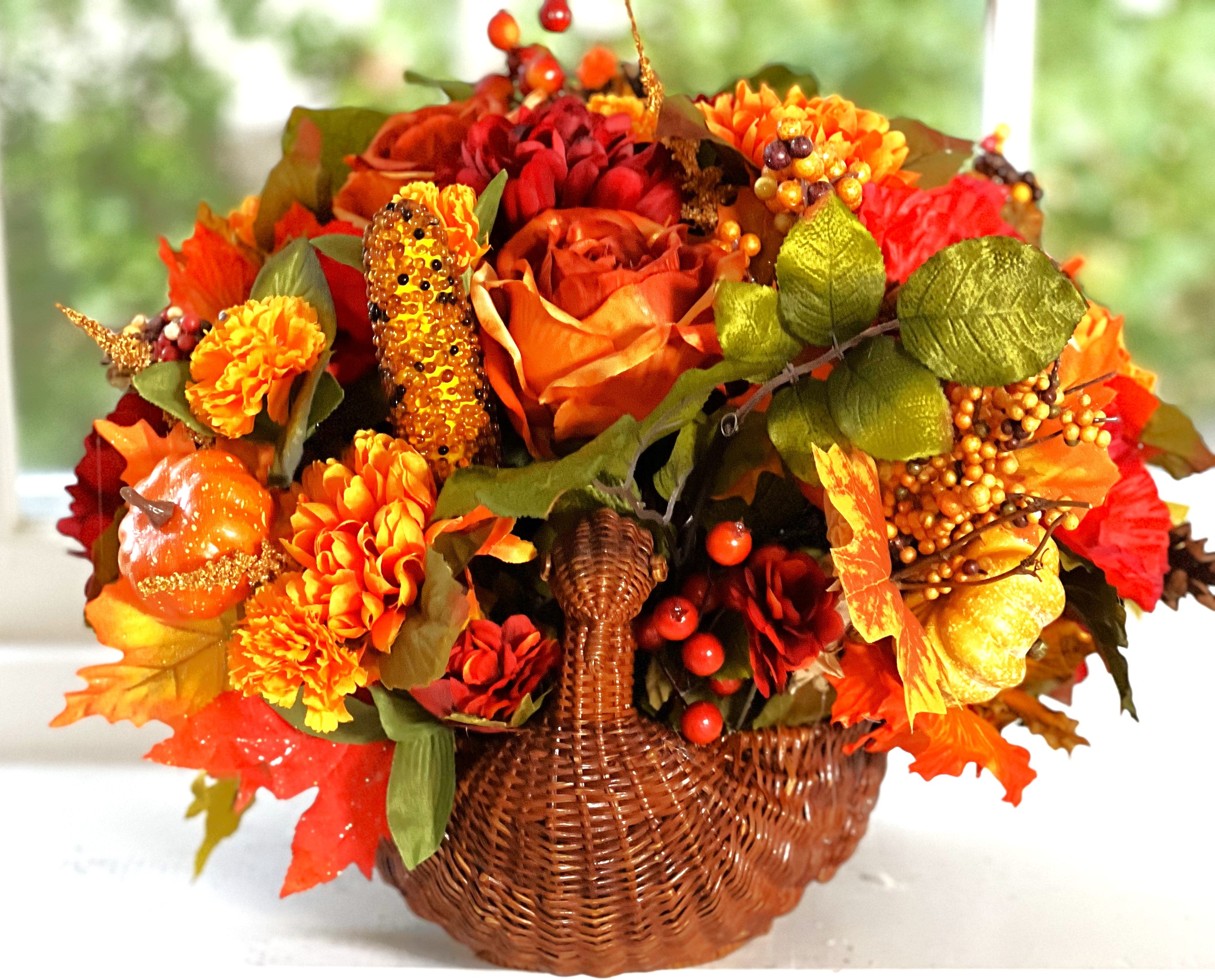Fall Extravaganza-Table Centerpiece-18"Lx20"Wx11H - Turkey Basket