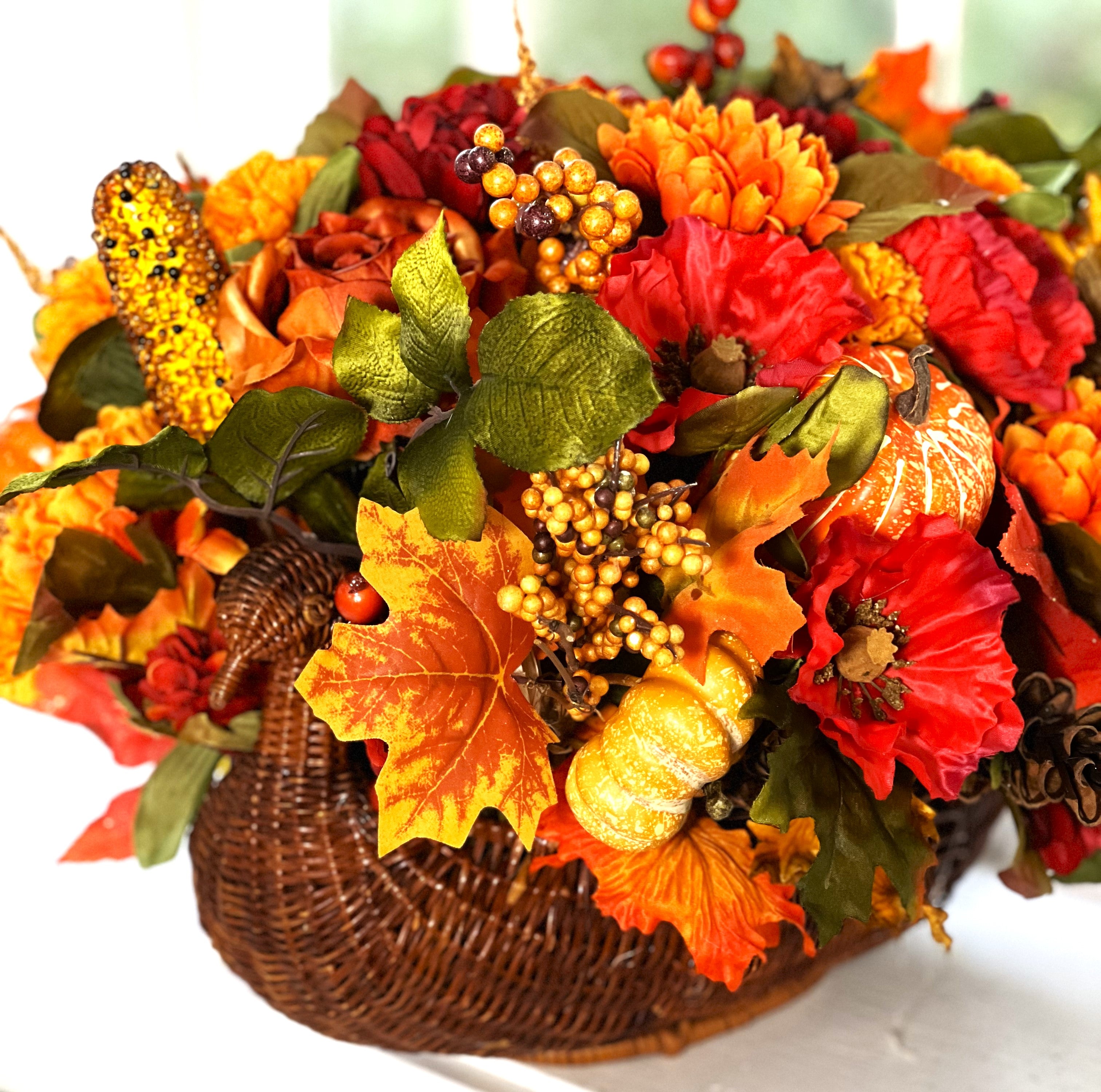 Fall Extravaganza-Table Centerpiece-18"Lx20"Wx11H - Turkey Basket
