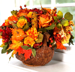 Fall Extravaganza-Table Centerpiece-18"Lx20"Wx11H - Turkey Basket