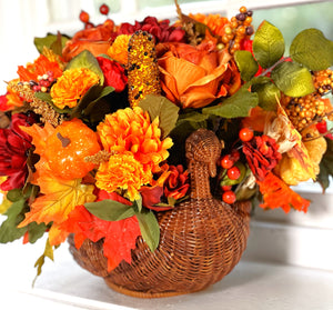Fall Extravaganza-Table Centerpiece-18"Lx20"Wx11H - Turkey Basket