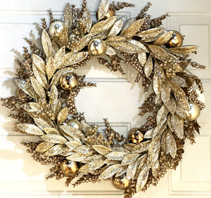 Gold Christmas Noel Wreath  24" Diameter