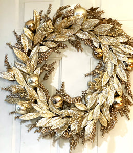 Gold Christmas Noel Wreath  24" Diameter