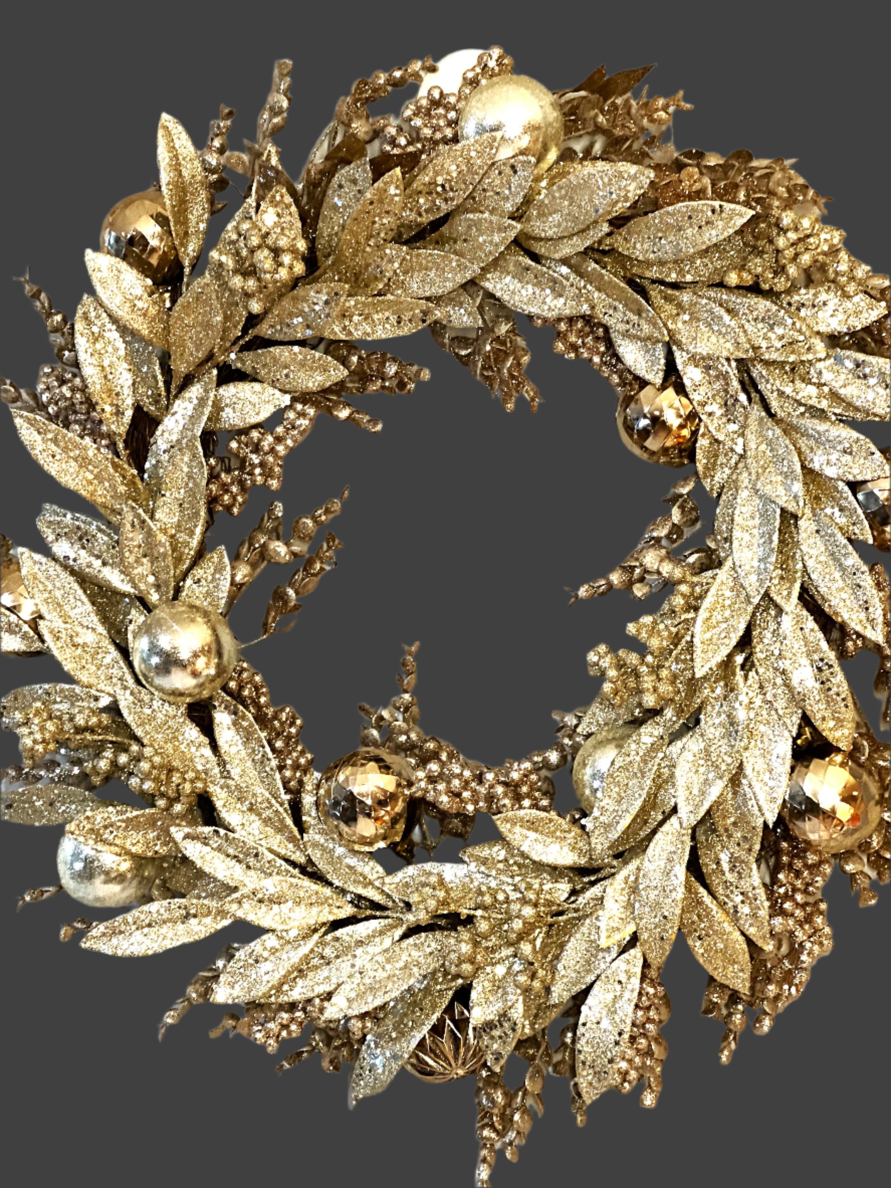 Gold Christmas Noel Wreath  24" Diameter