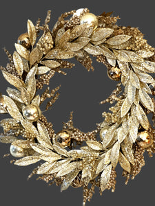 Gold Christmas Noel Wreath  24" Diameter