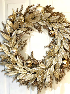Gold Christmas Noel Wreath  24" Diameter