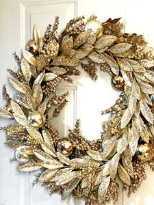 Gold Christmas Noel Wreath  24" Diameter