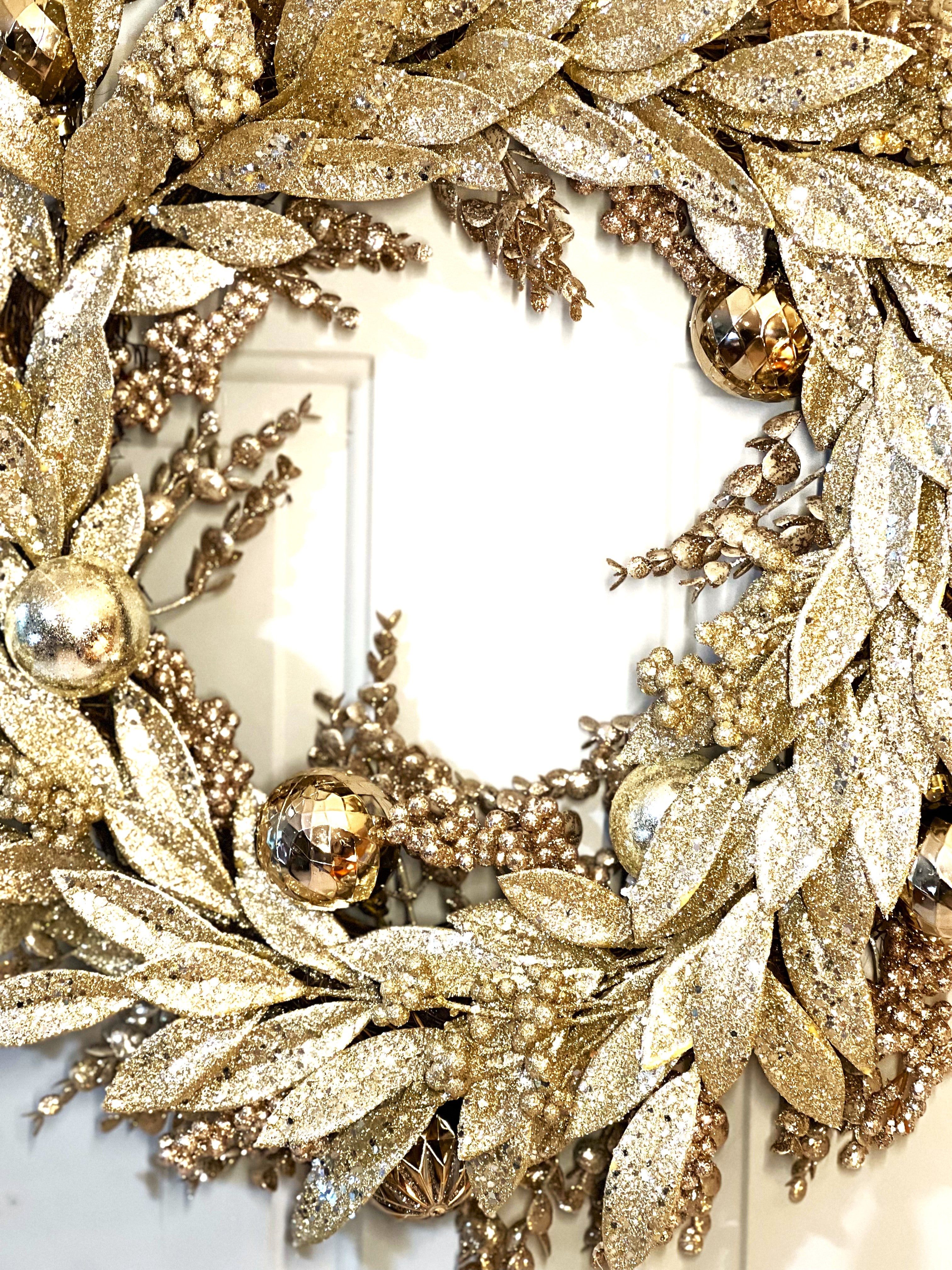 Gold Christmas Noel Wreath  24" Diameter