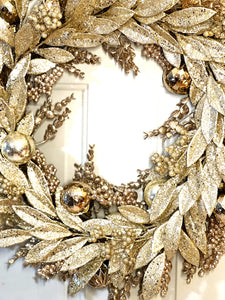 Gold Christmas Noel Wreath  24" Diameter