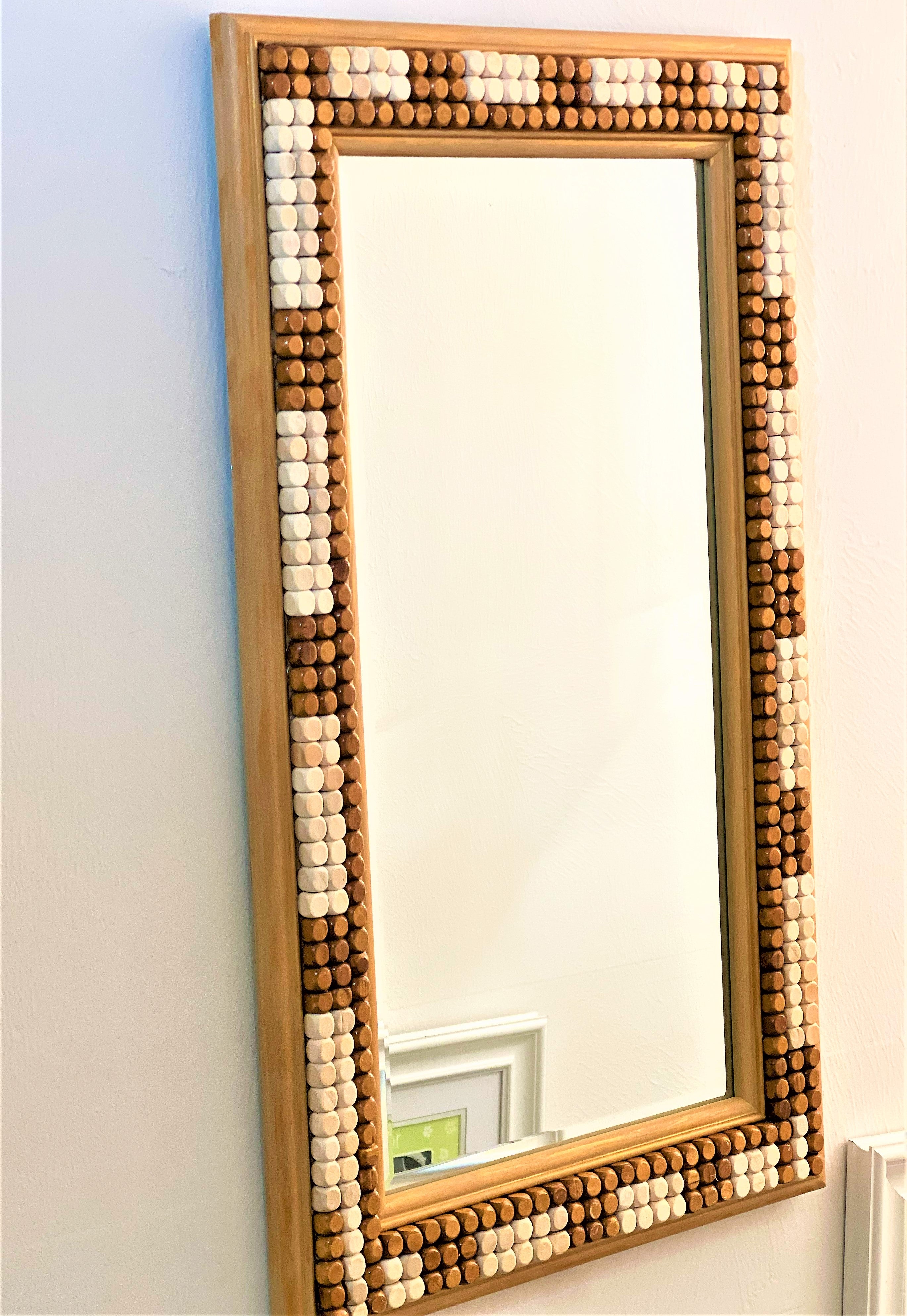 Rectangular Wall Mirror- Beaded Wall Mirror 29"L X 17.5 W