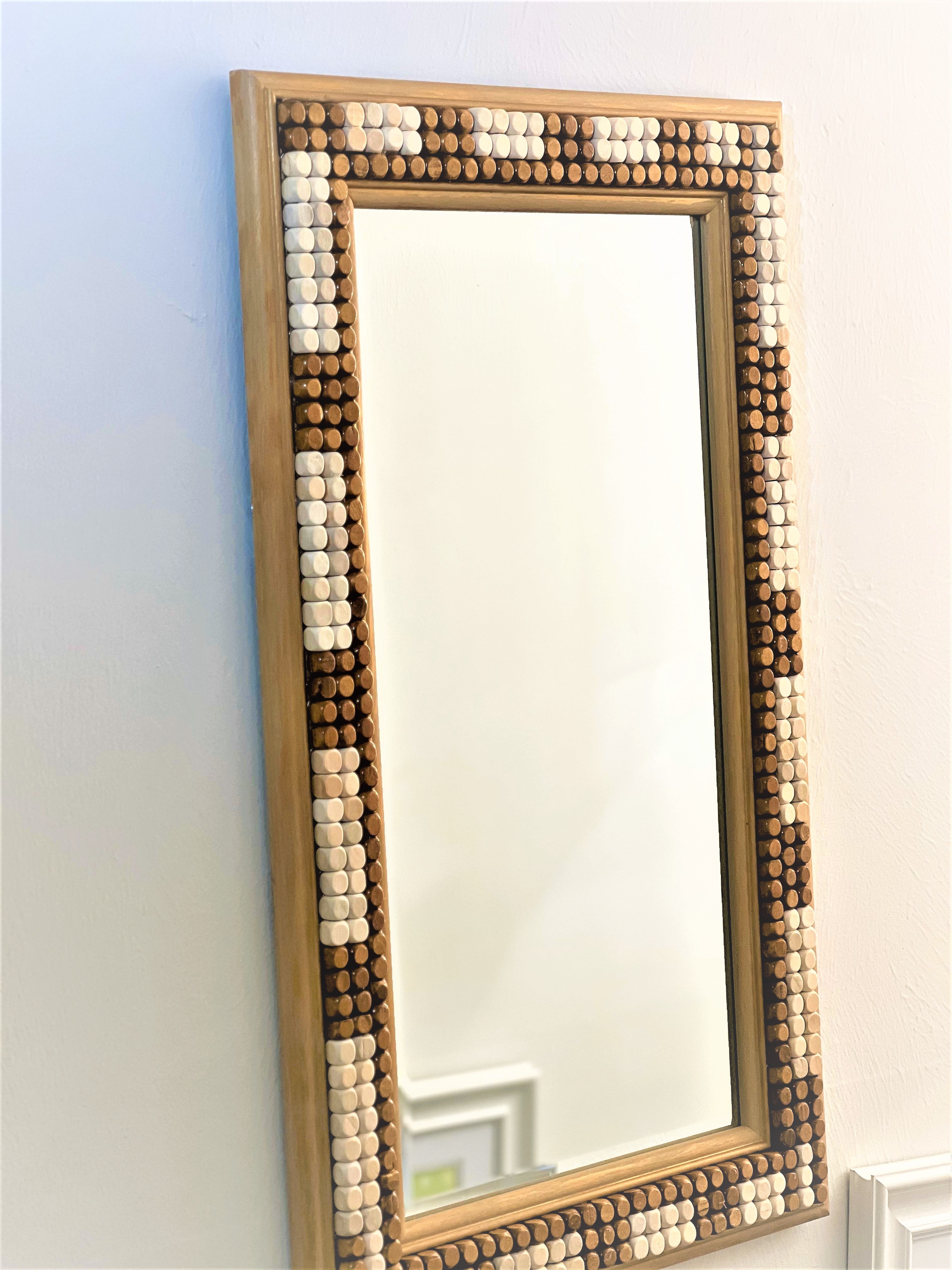 Rectangular Wall Mirror- Beaded Wall Mirror 29"L X 17.5 W