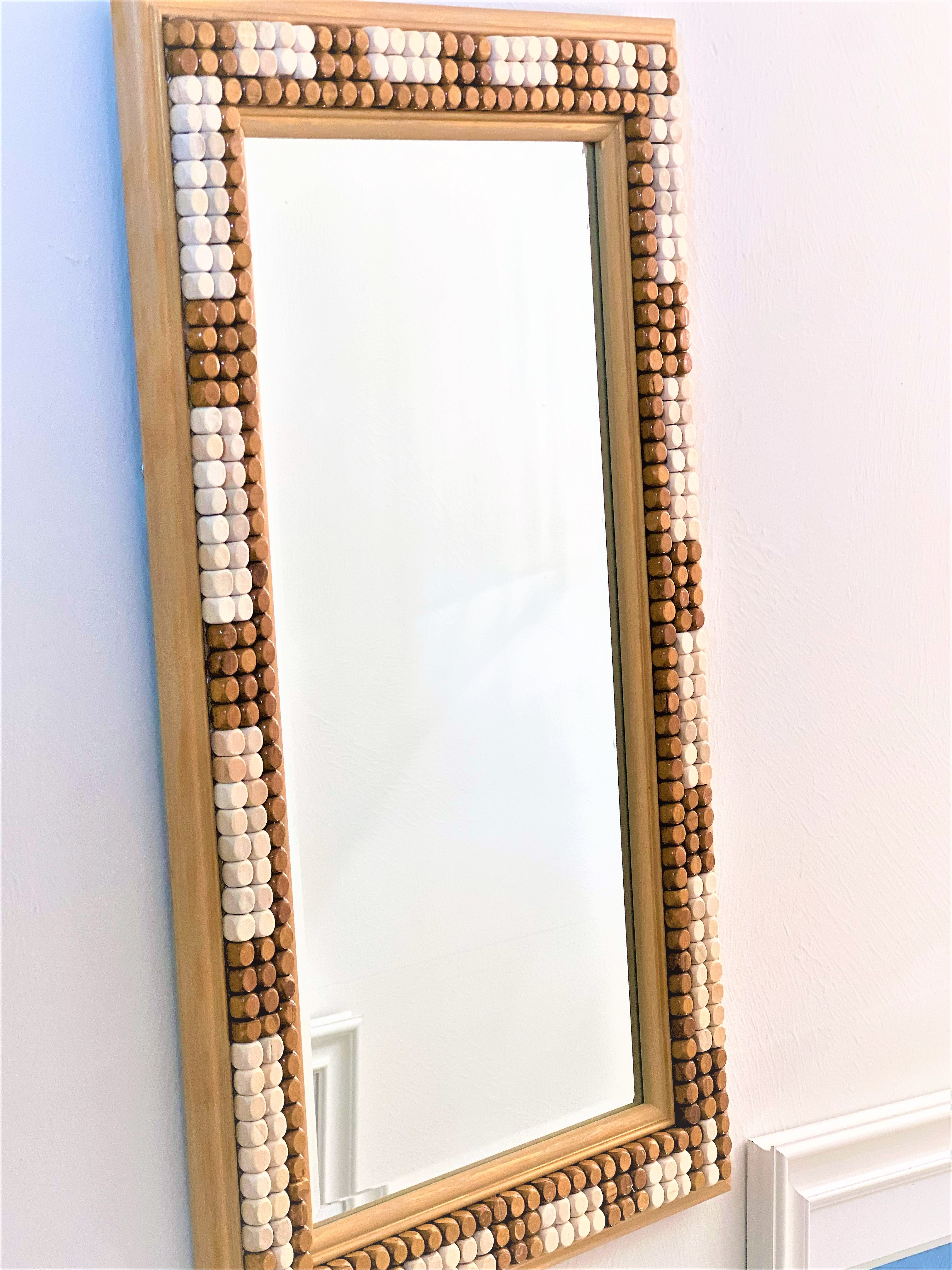 Rectangular Wall Mirror- Beaded Wall Mirror 29"L X 17.5 W