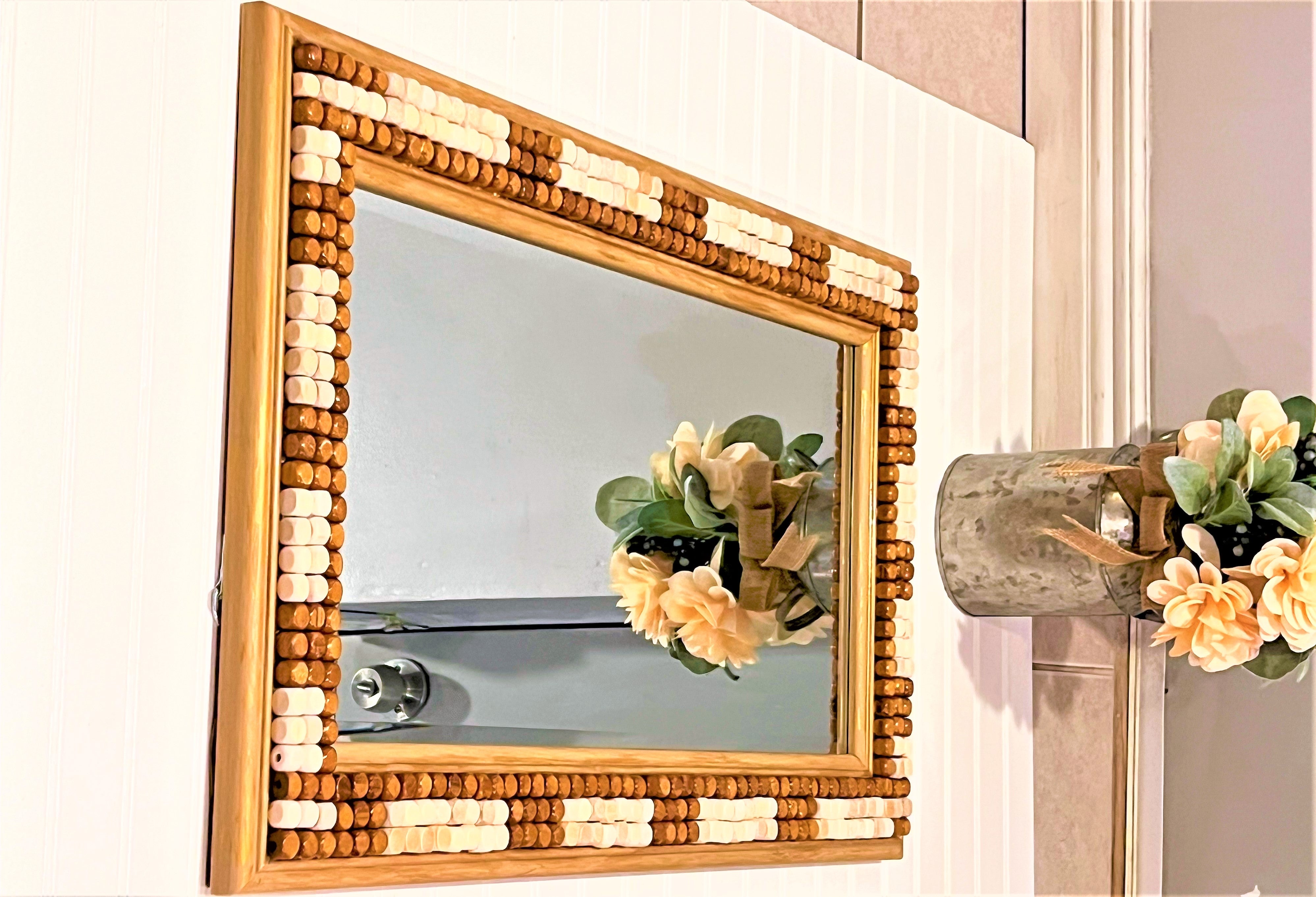 Rectangular Wall Mirror- Beaded Wall Mirror 29"L X 17.5 W