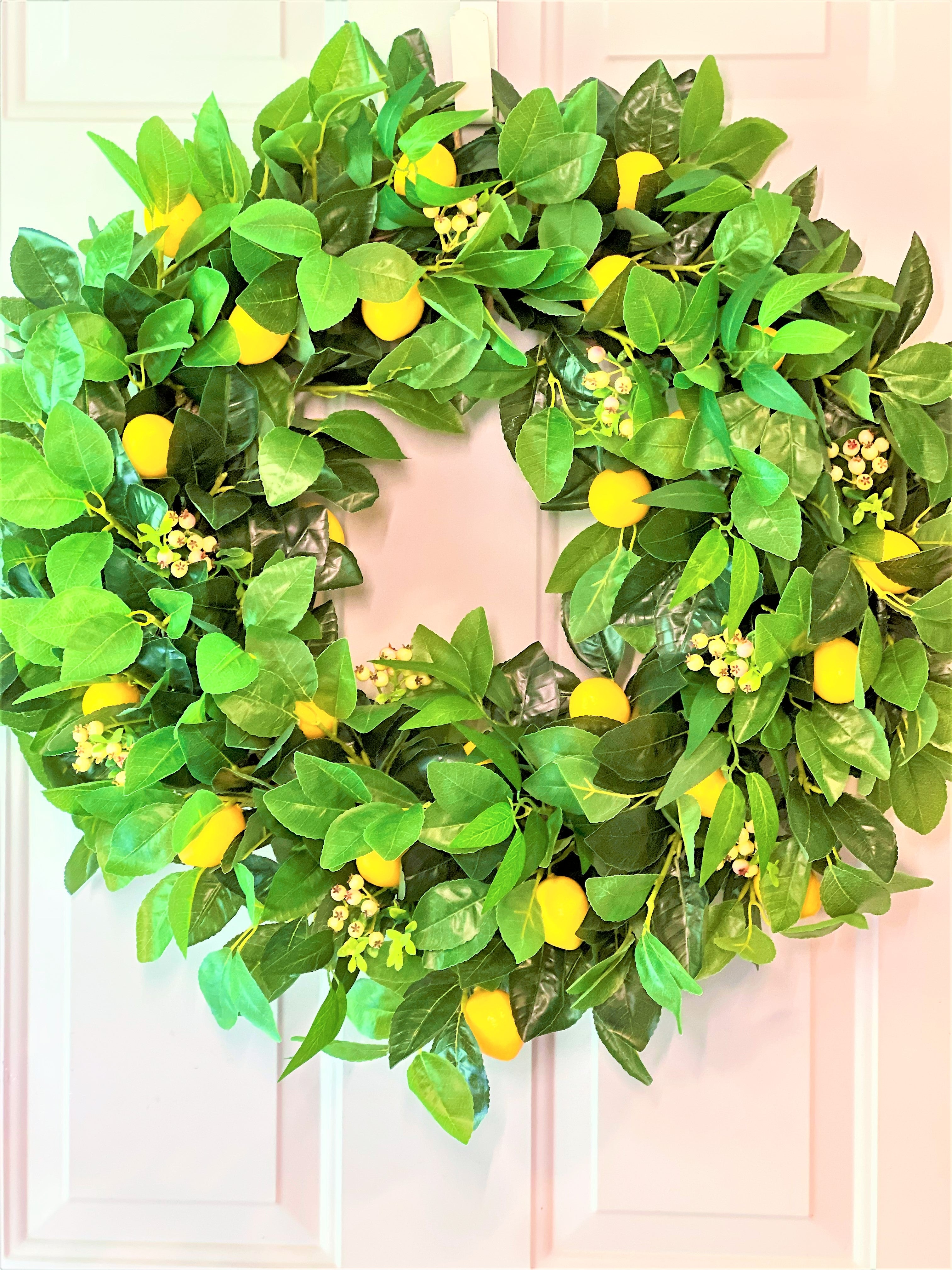 Lemon-Berry Wreath, Spring- Summer Wreath, Seasonal Wreath 26" Diameter