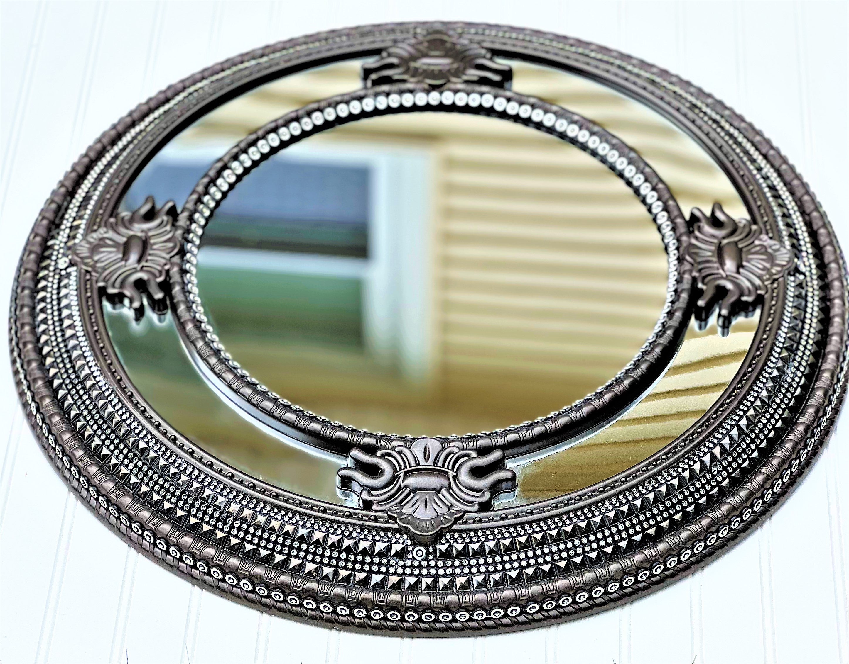 Classy Round Mirror, Wall Mirror, Home Décor, 26" Diameter with 15" Center Mirror