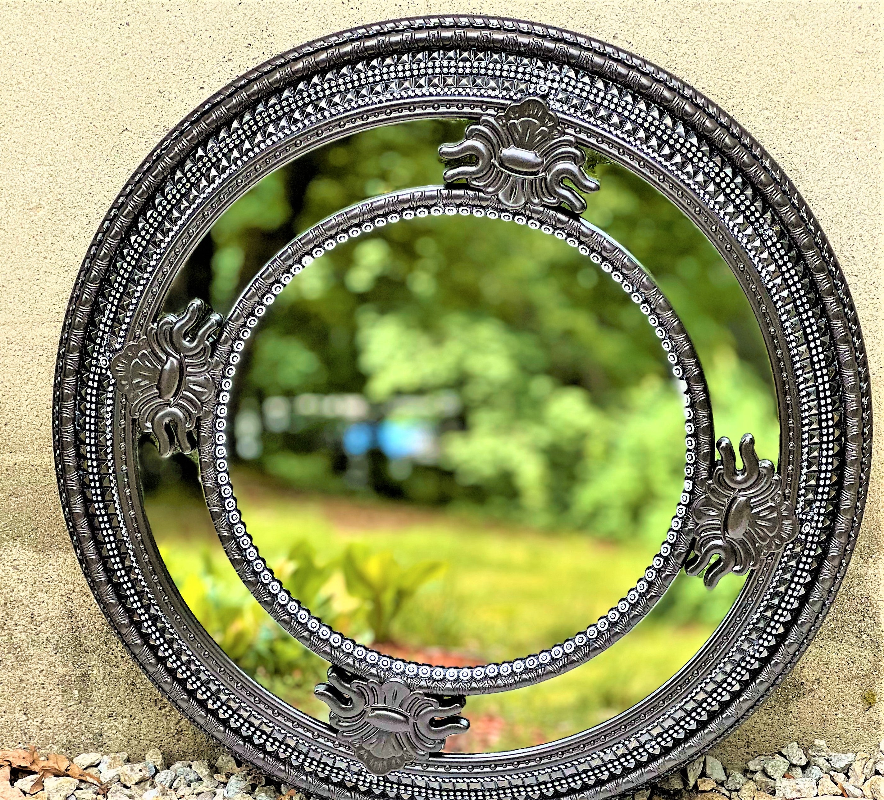 Classy Round Mirror, Wall Mirror, Home Décor, 26" Diameter with 15" Center Mirror