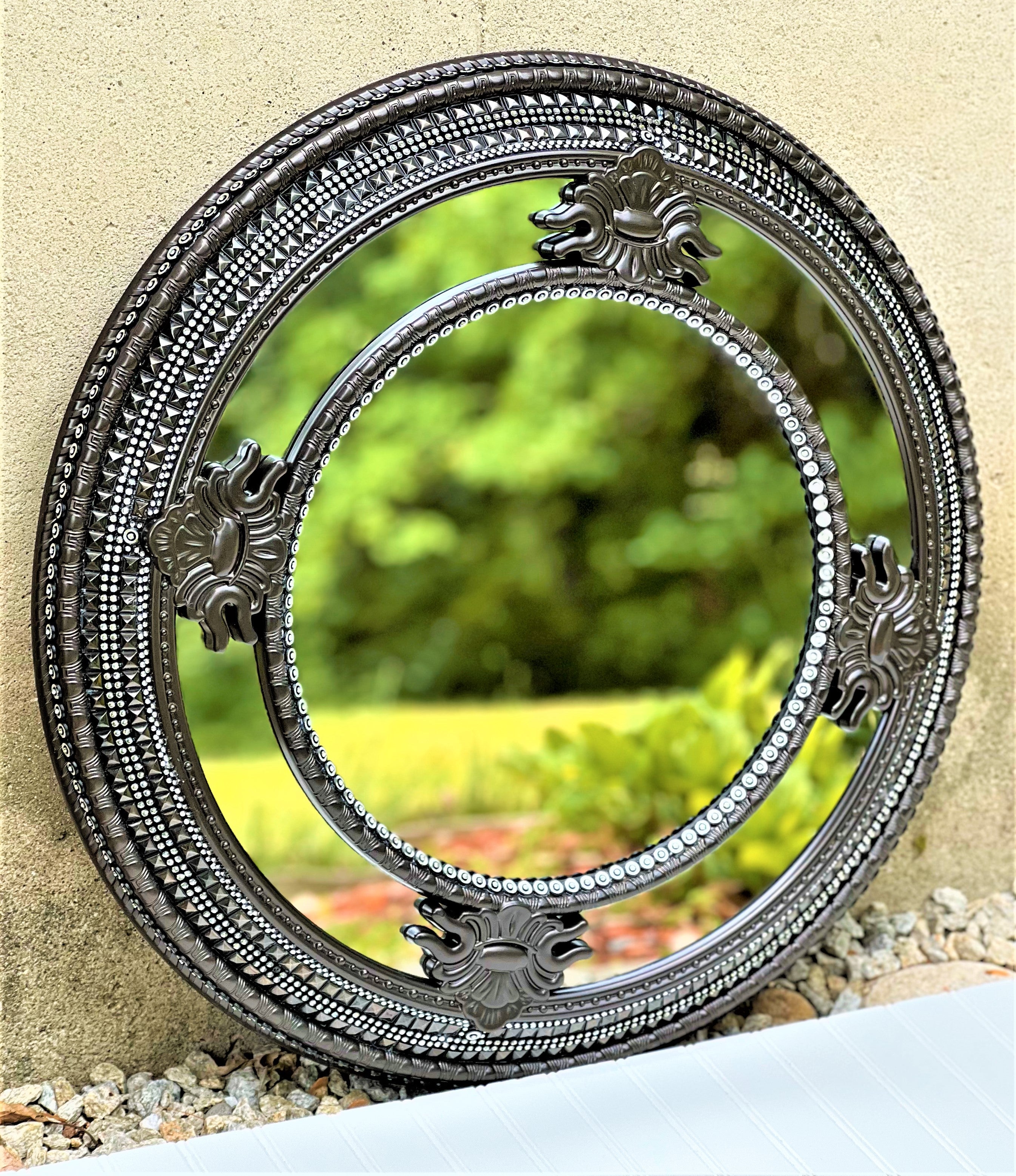 Classy Round Mirror, Wall Mirror, Home Décor, 26" Diameter with 15" Center Mirror