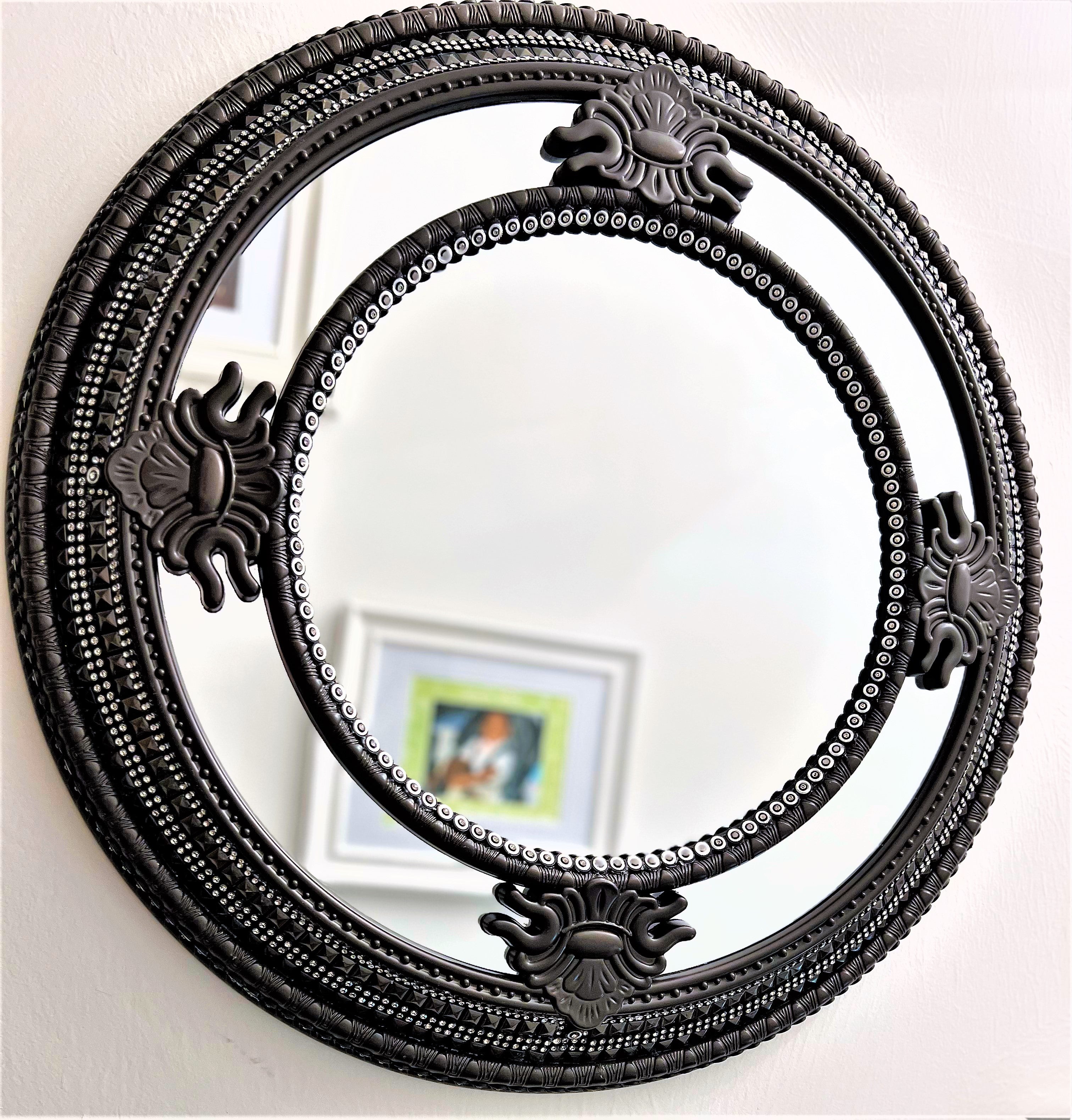 Classy Round Mirror, Wall Mirror, Home Décor, 26" Diameter with 15" Center Mirror
