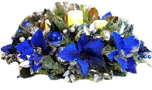 Blue Velvet Centerpiece- Holiday Home Decor- 30"Lx18"WX12"H