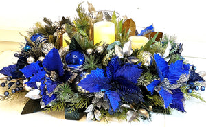 Blue Velvet Centerpiece- Holiday Home Decor- 30"Lx18"WX12"H