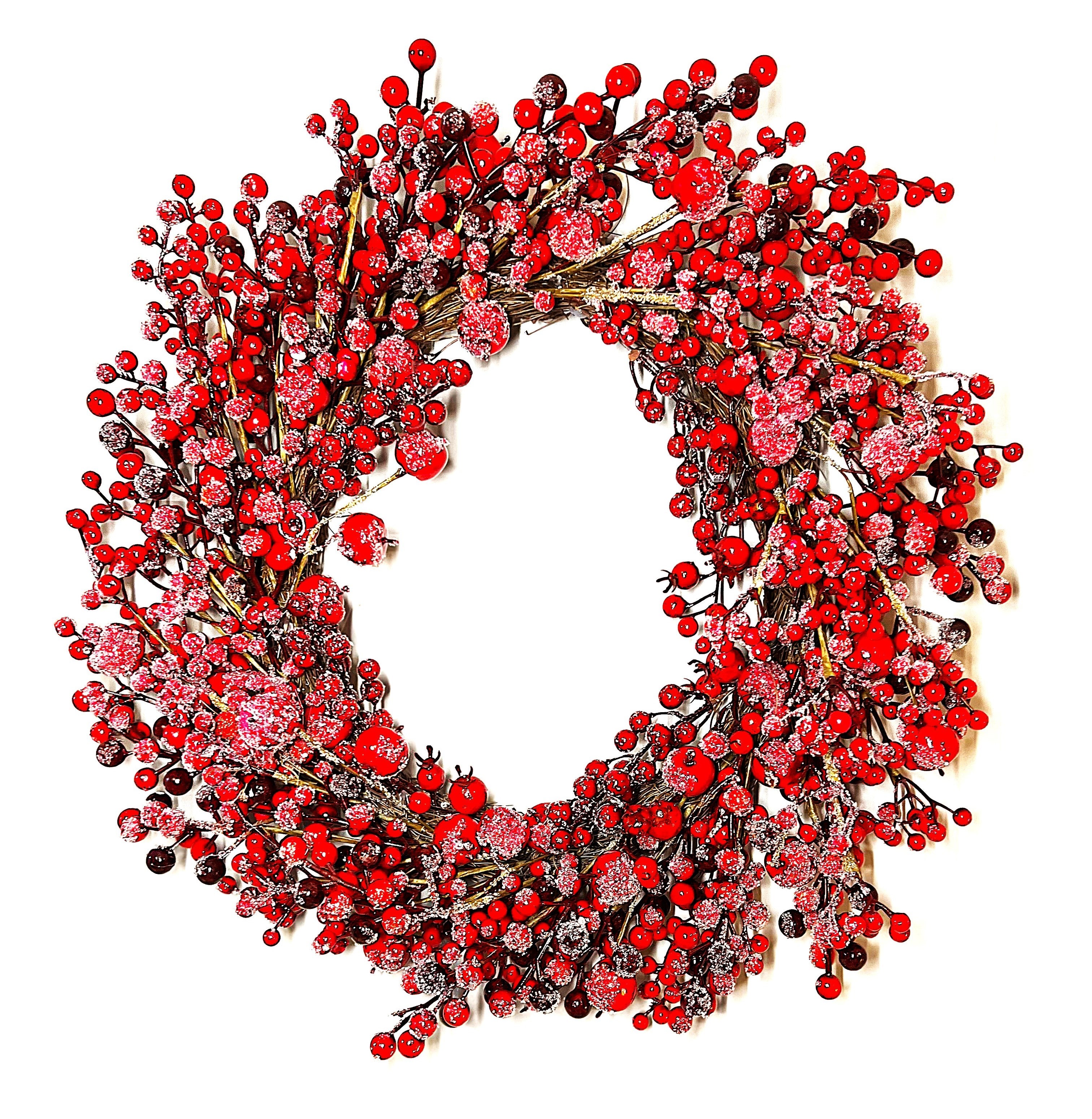 Berry Xmas Flocked Berry Wreath 22" Diameter