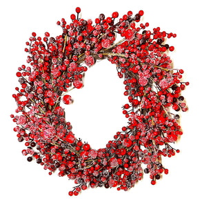 Berry Xmas Flocked Berry Wreath 22" Diameter