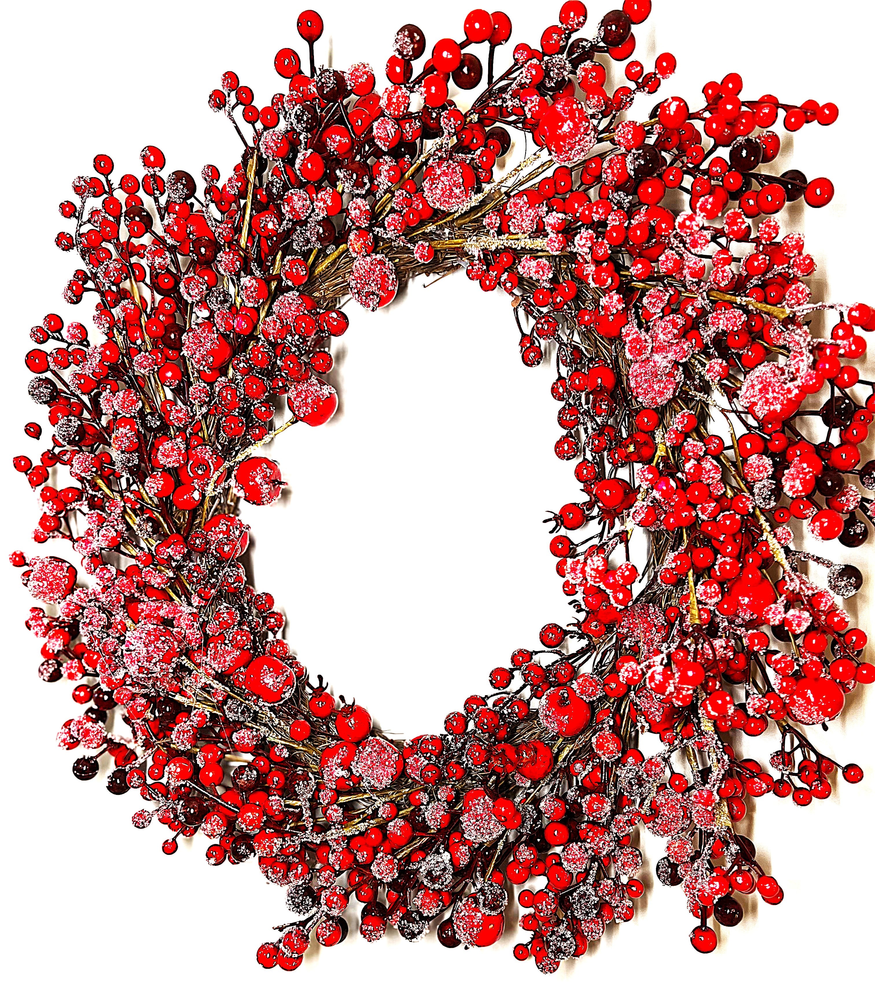 Berry Xmas Flocked Berry Wreath 22" Diameter