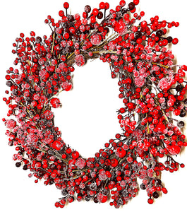 Berry Xmas Flocked Berry Wreath 22" Diameter