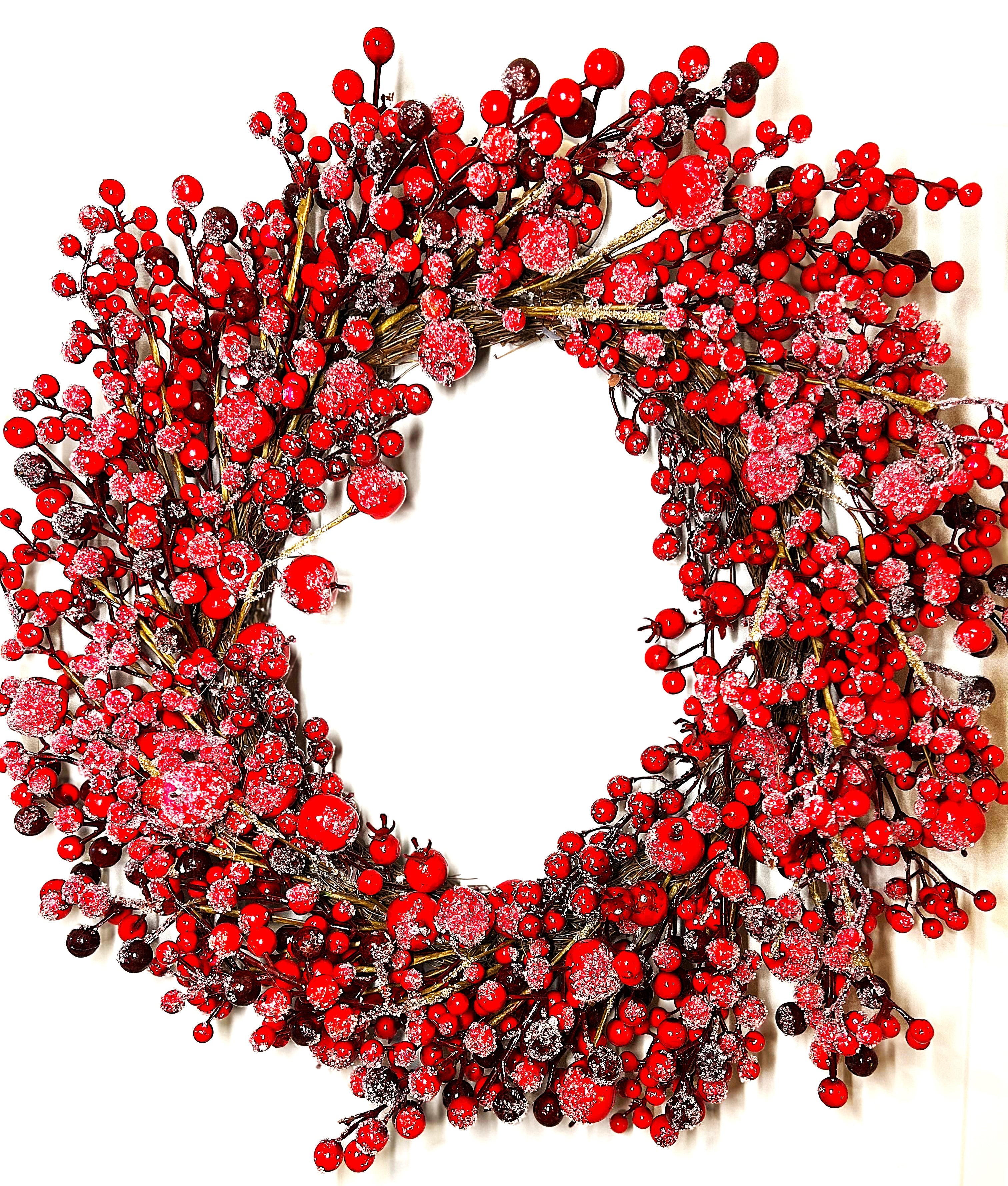 Berry Xmas Flocked Berry Wreath 22" Diameter