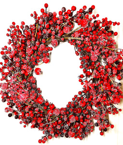 Berry Xmas Flocked Berry Wreath 22" Diameter