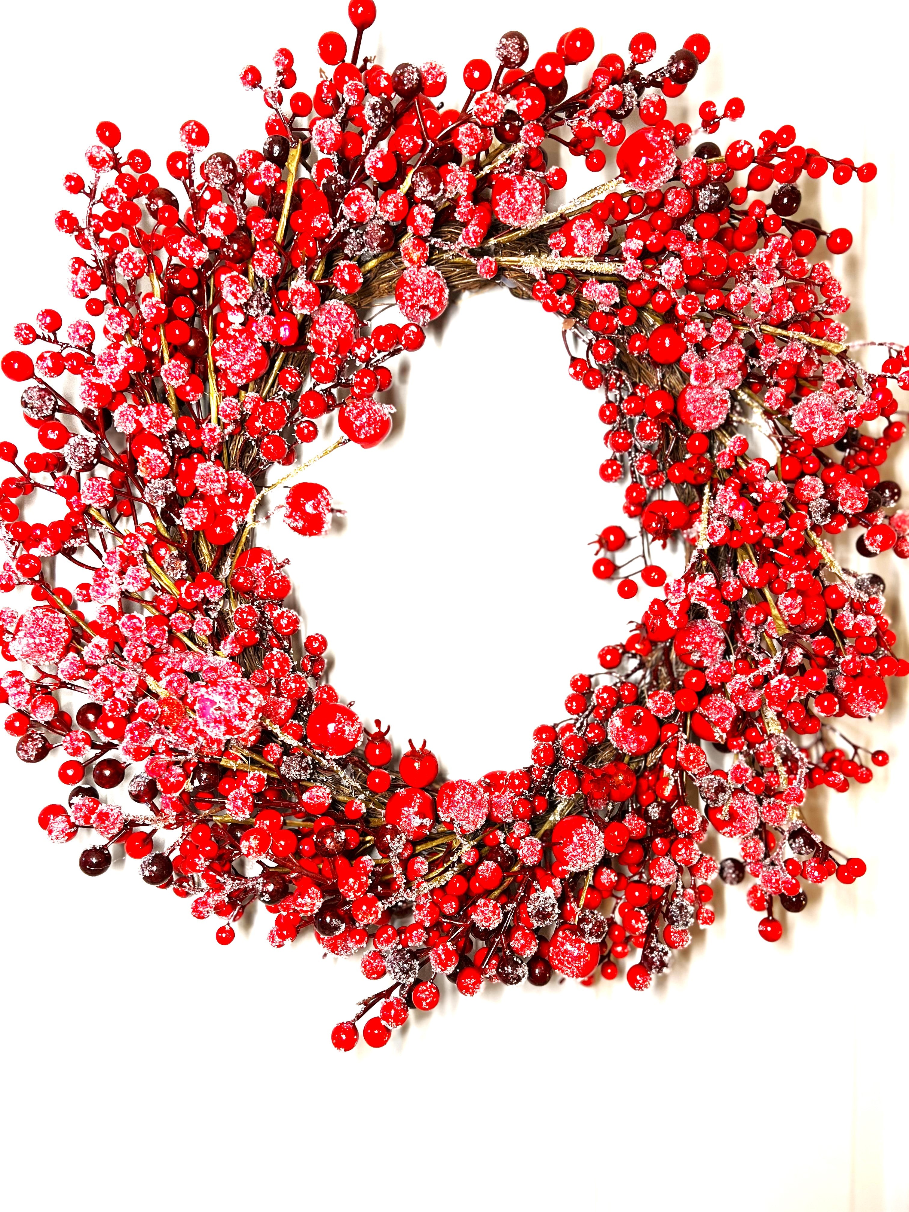 Berry Xmas Flocked Berry Wreath 22" Diameter