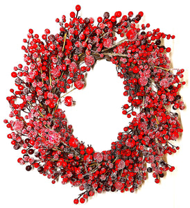 Berry Xmas Flocked Berry Wreath 22" Diameter