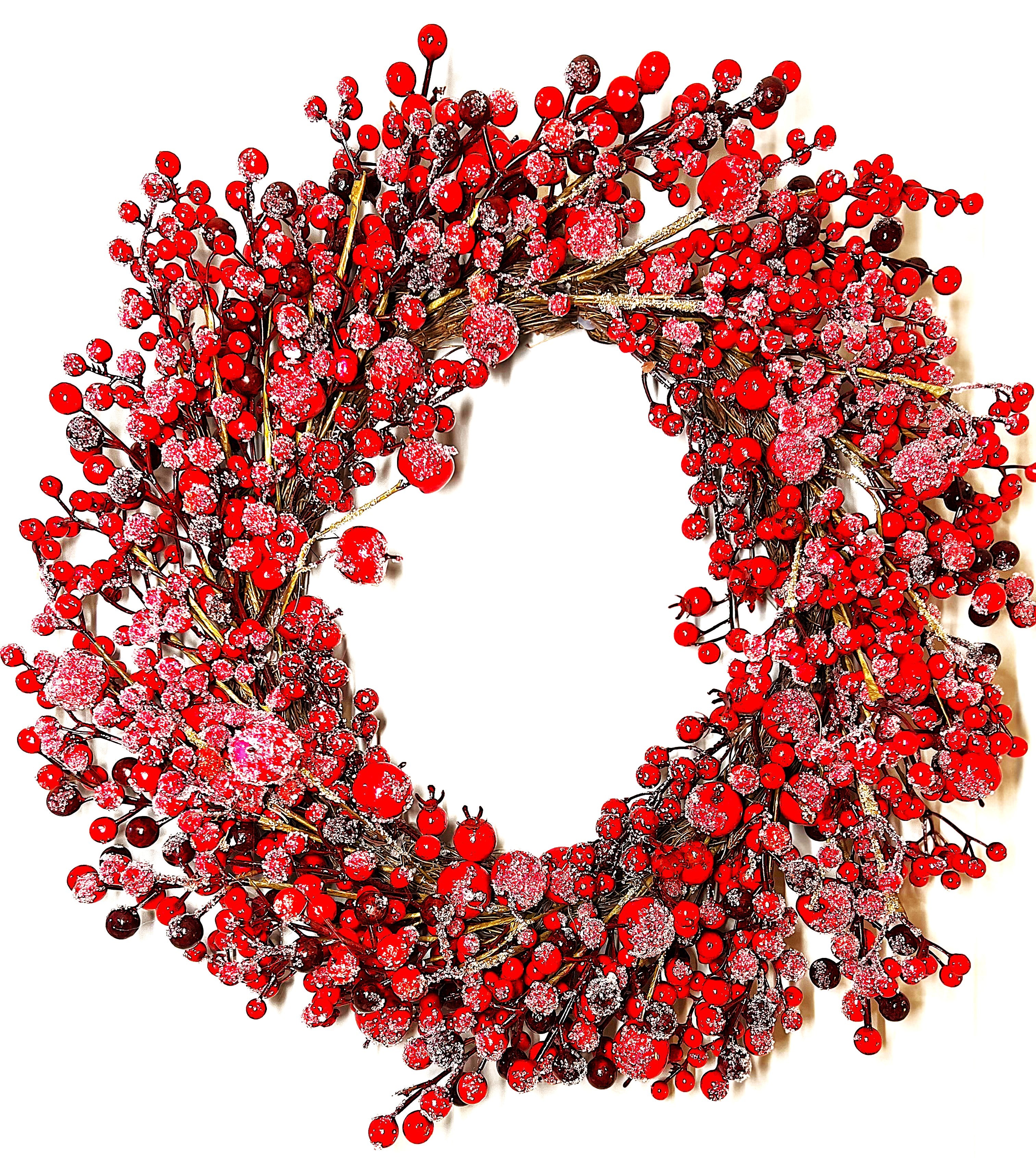 Berry Xmas Flocked Berry Wreath 22" Diameter