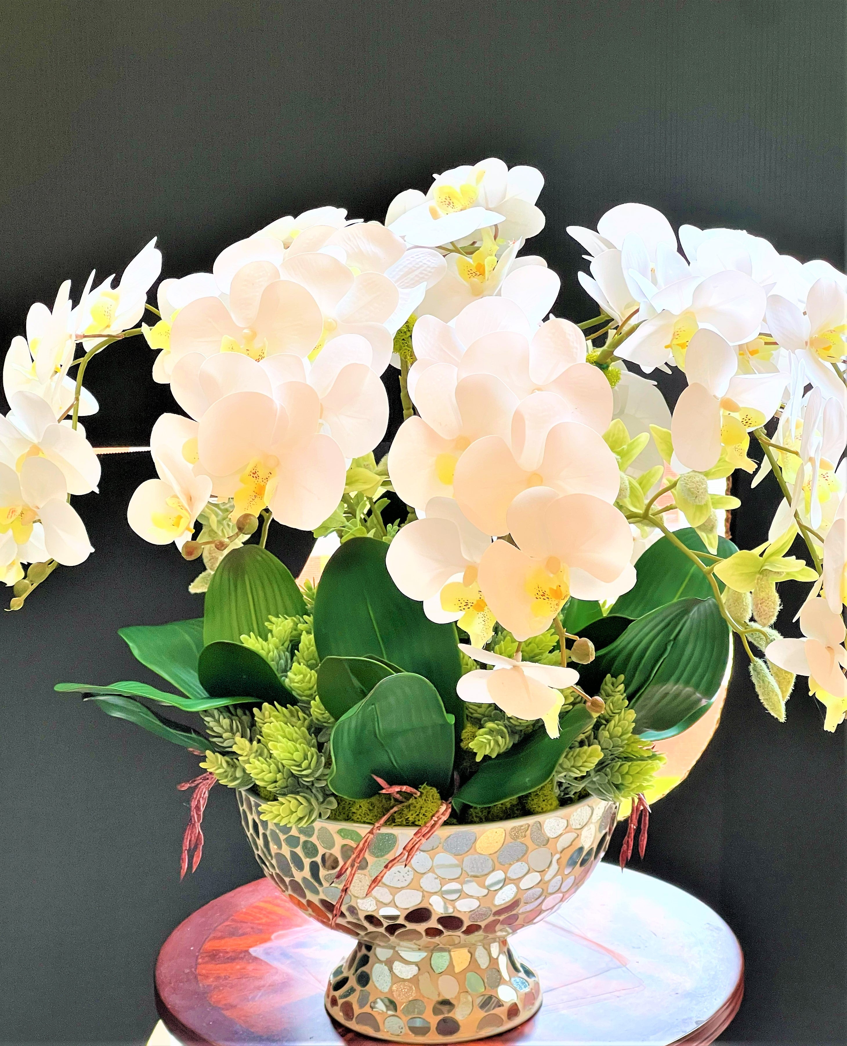Home Décor, Exotic & Graceful Orchid Centerpiece, 22"H X 24W X8 " Vase