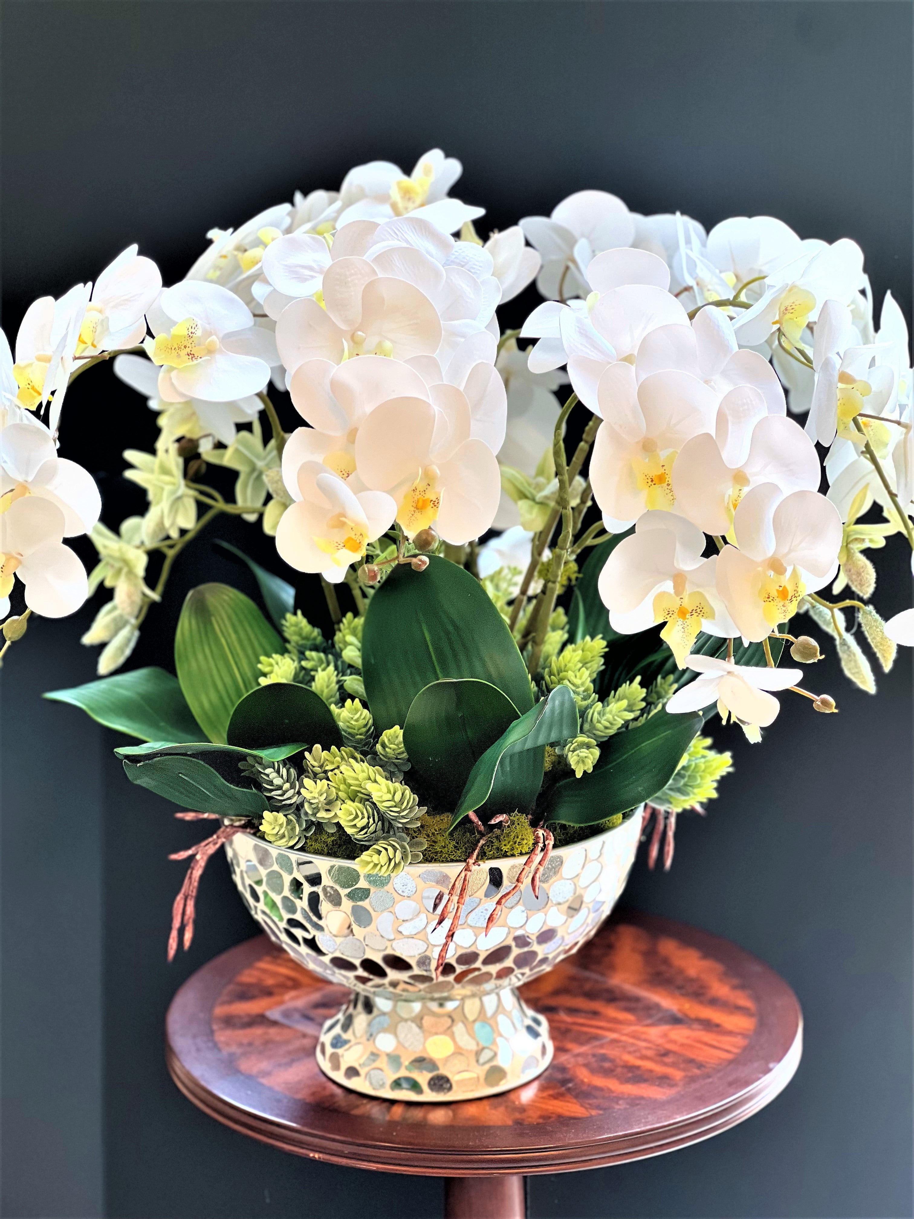 Home Décor, Exotic & Graceful Orchid Centerpiece, 22"H X 24W X8 " Vase