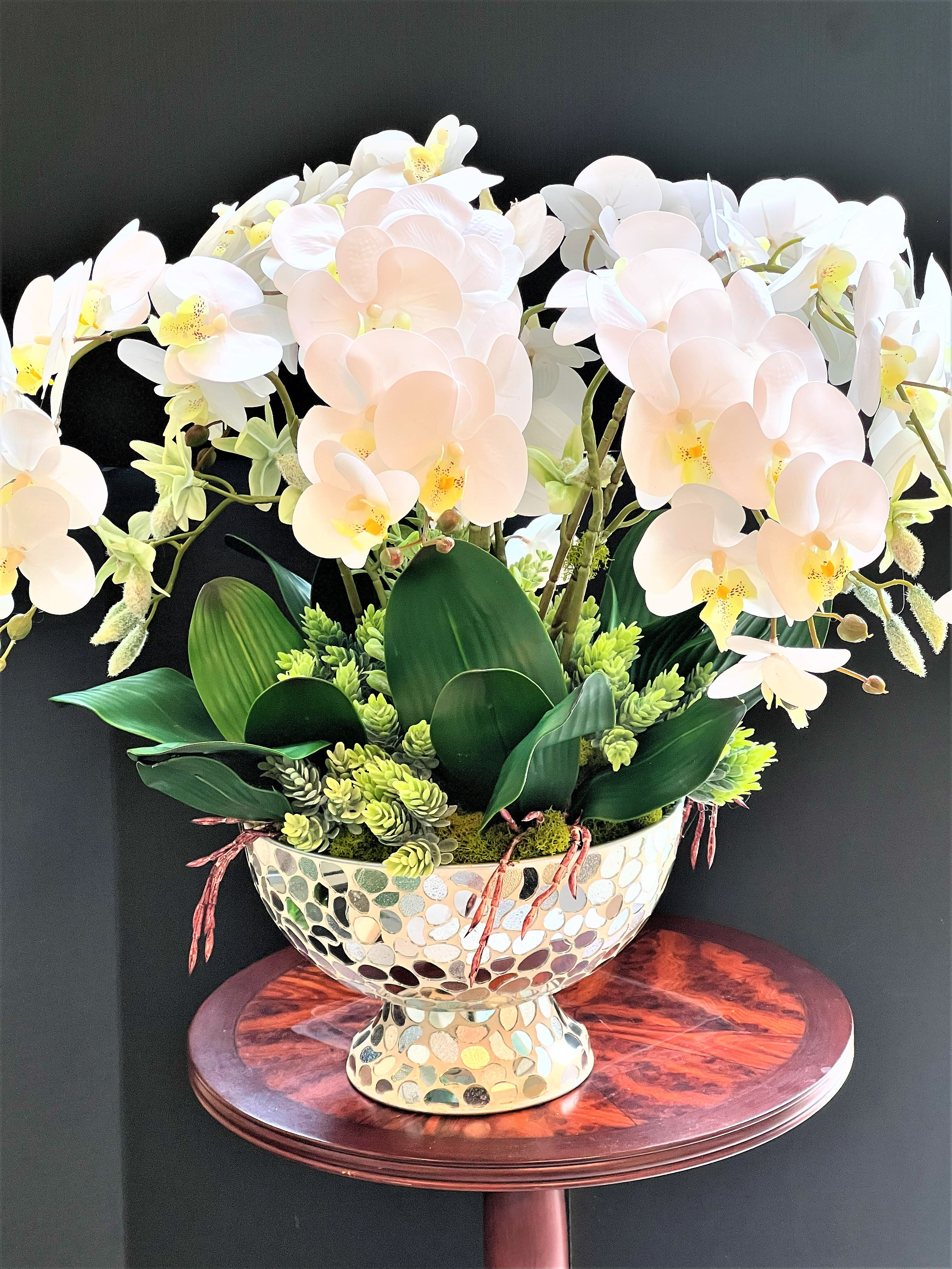 Home Décor, Exotic & Graceful Orchid Centerpiece, 22"H X 24W X8 " Vase