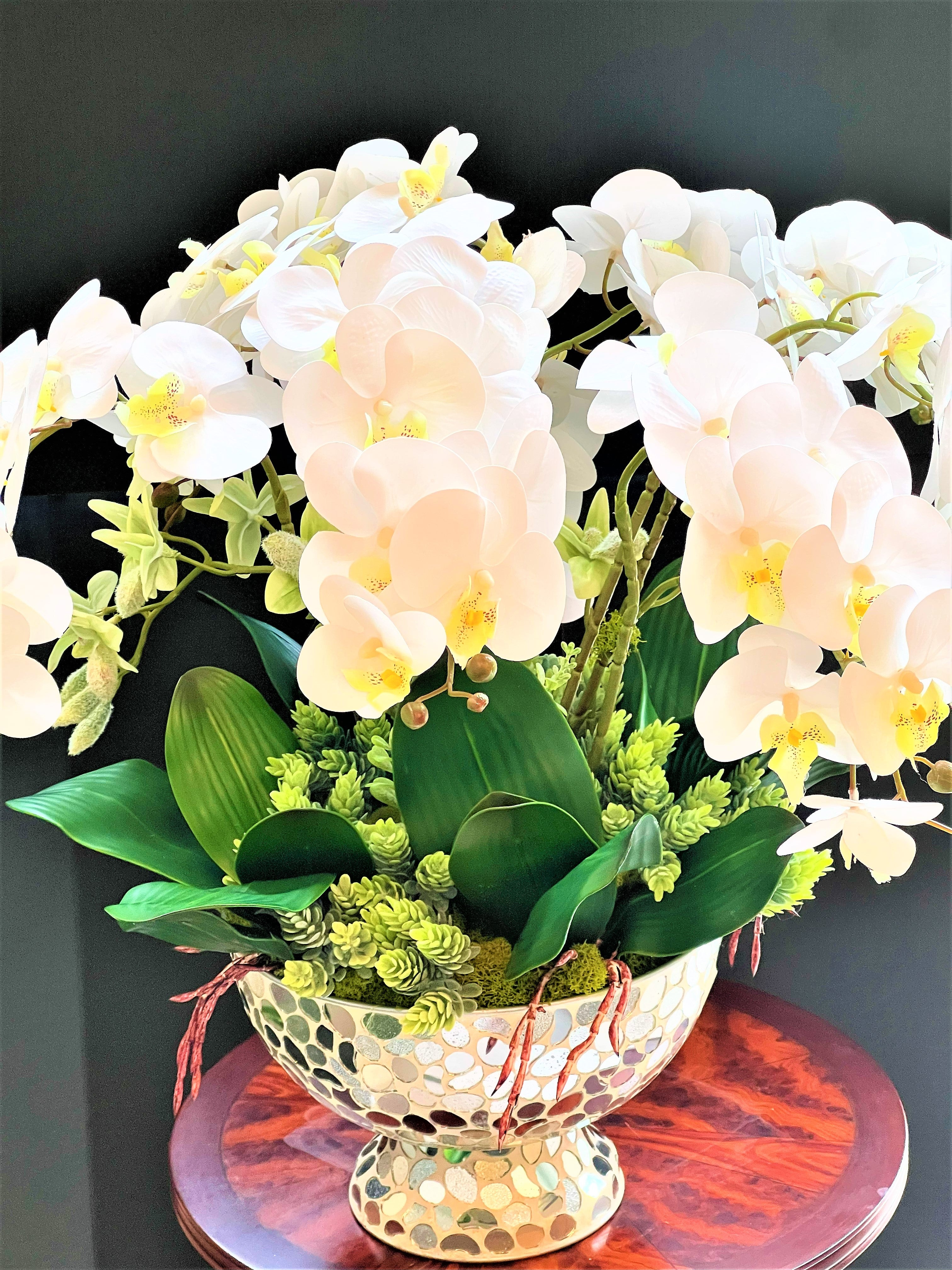 Home Décor, Exotic & Graceful Orchid Centerpiece, 22"H X 24W X8 " Vase
