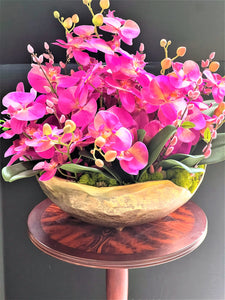 Exotic & Graceful Lavender Orchid Centerpiece, 22"Diameter X 22H X7" Gold Vase