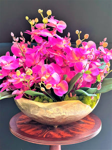 Exotic & Graceful Lavender Orchid Centerpiece, 22"Diameter X 22H X7" Gold Vase