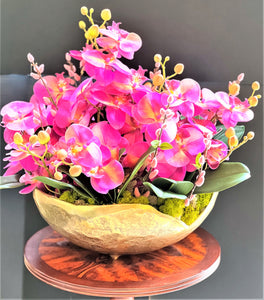 Exotic & Graceful Lavender Orchid Centerpiece, 22"Diameter X 22H X7" Gold Vase
