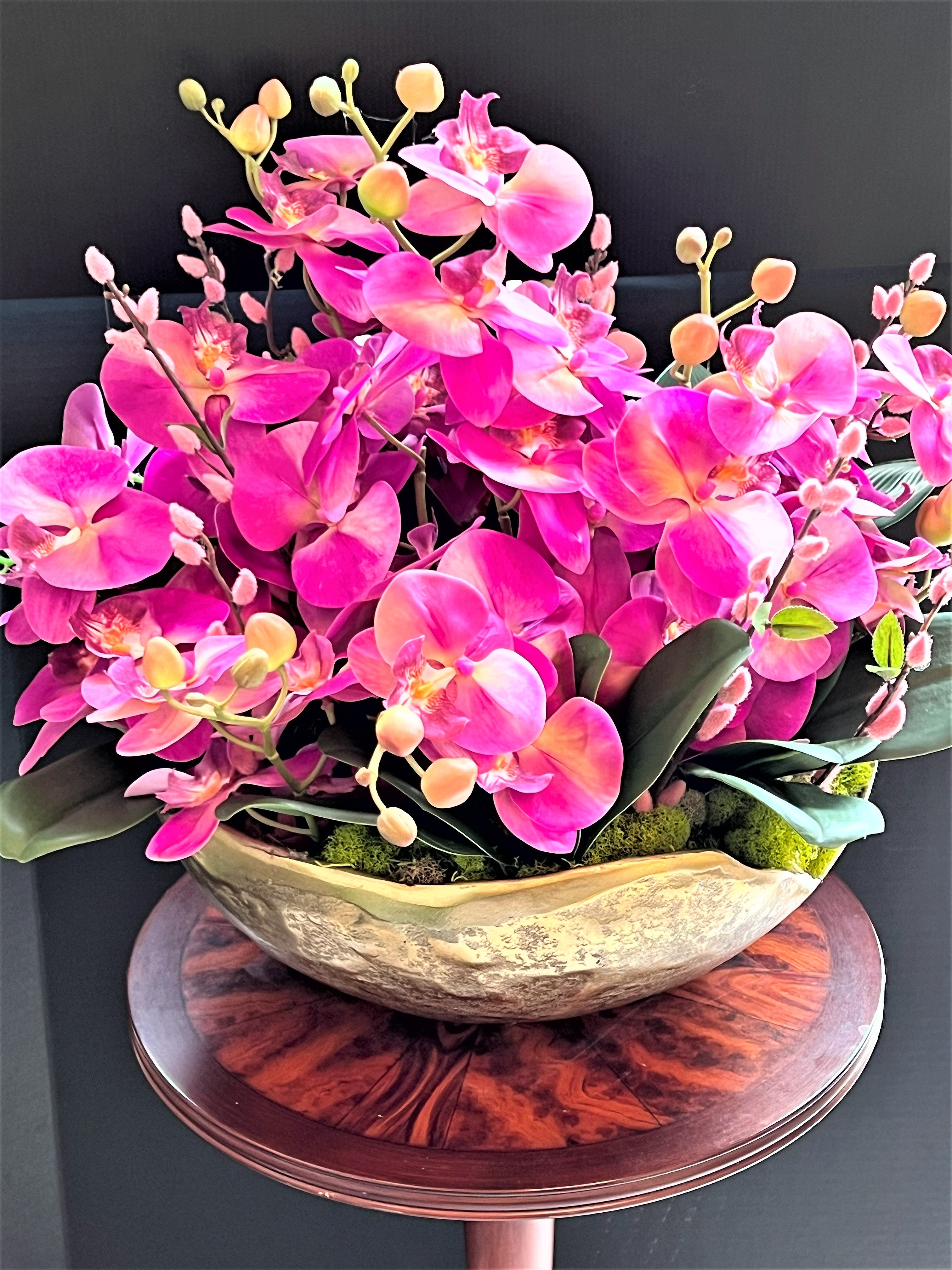 Exotic & Graceful Lavender Orchid Centerpiece, 22"Diameter X 22H X7"