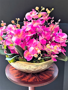 Exotic & Graceful Lavender Orchid Centerpiece, 22"Diameter X 22H X7" Gold Vase
