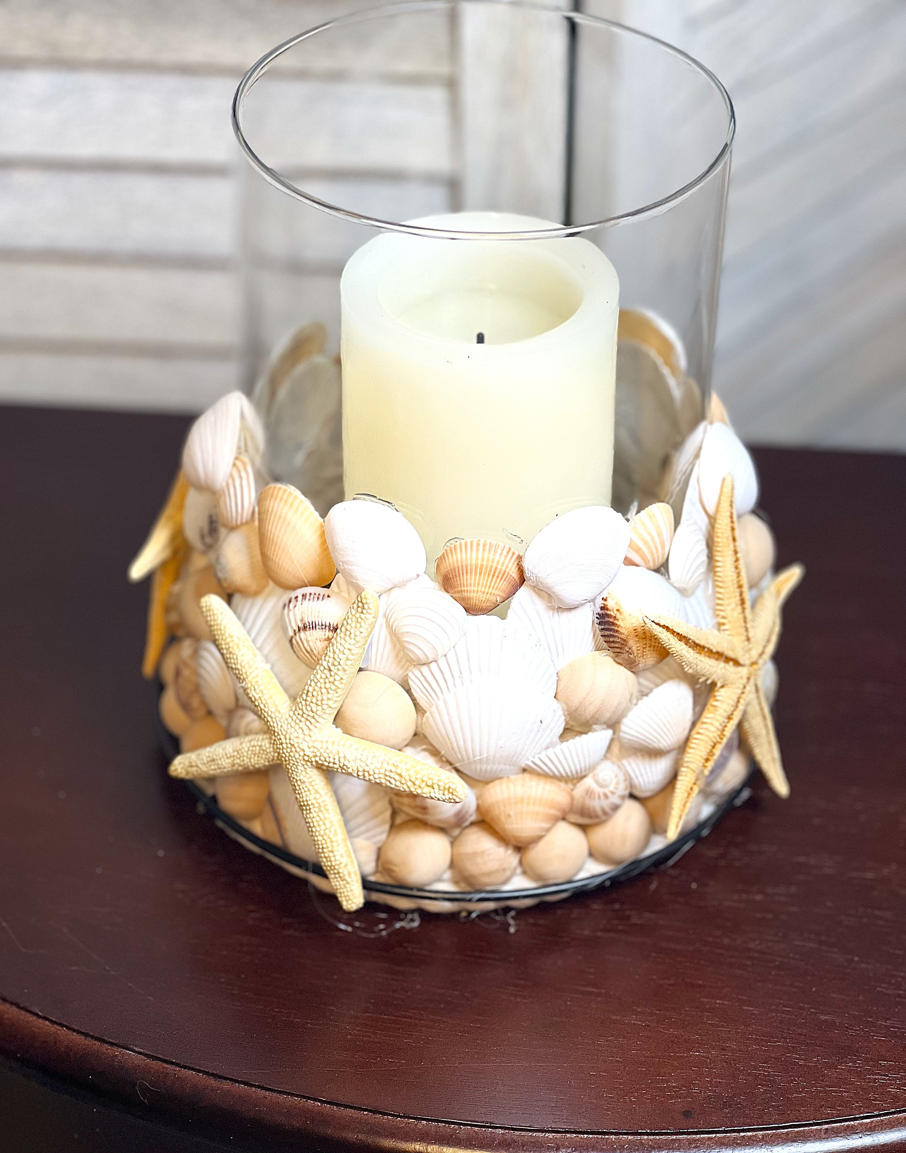 Seashell Glass Candle Holder- 8" H X 5" Wide