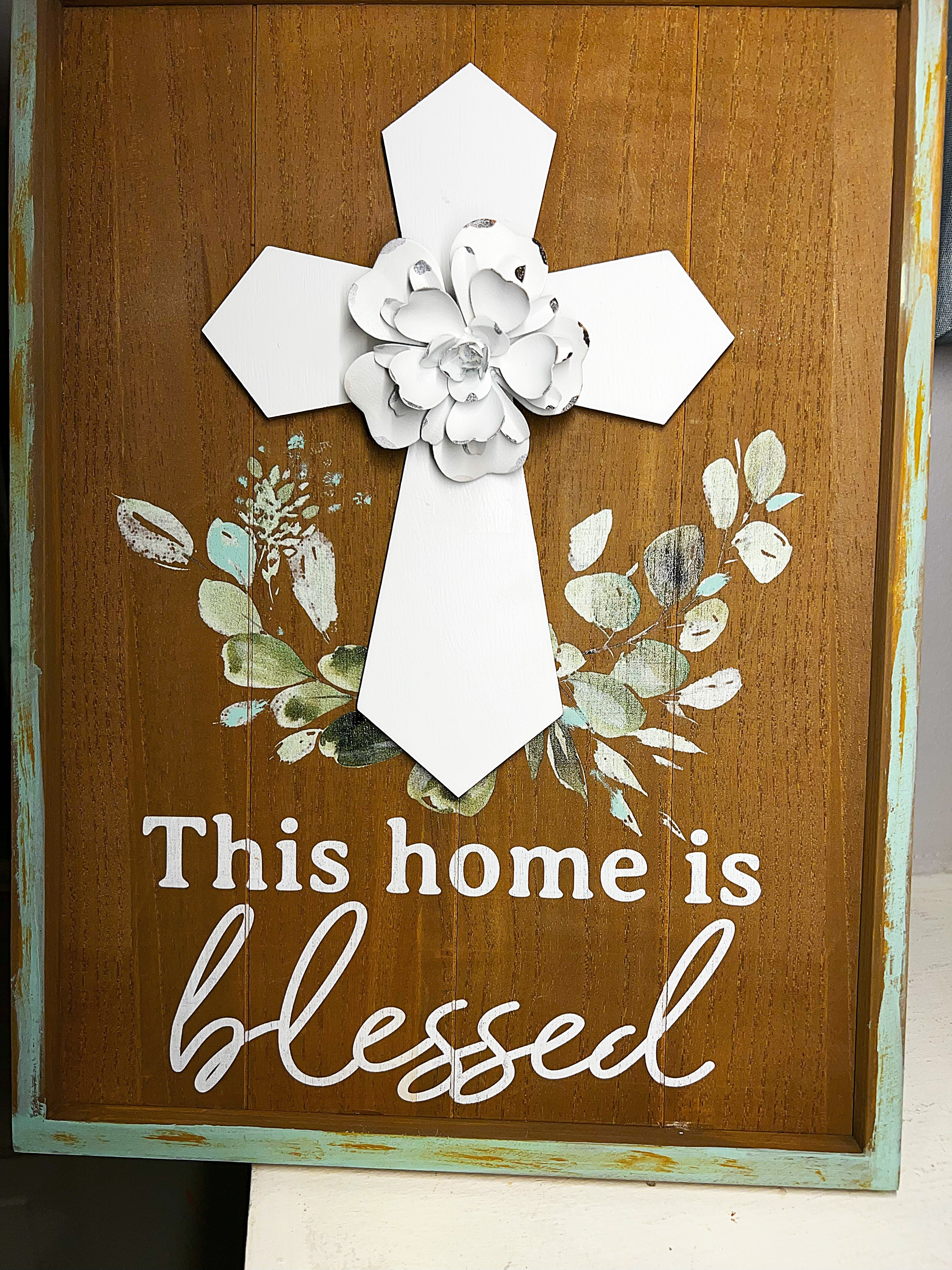 Wall Decor, Blessed Home Wall Decor, Easter Cross 16x12
