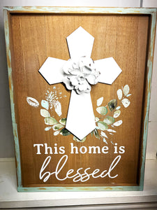 Wall Decor, Blessed Home Wall Decor, Easter Cross 16x12