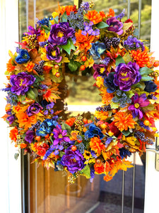 Autumn Gathering Wreath, Purple-Orange Wreath