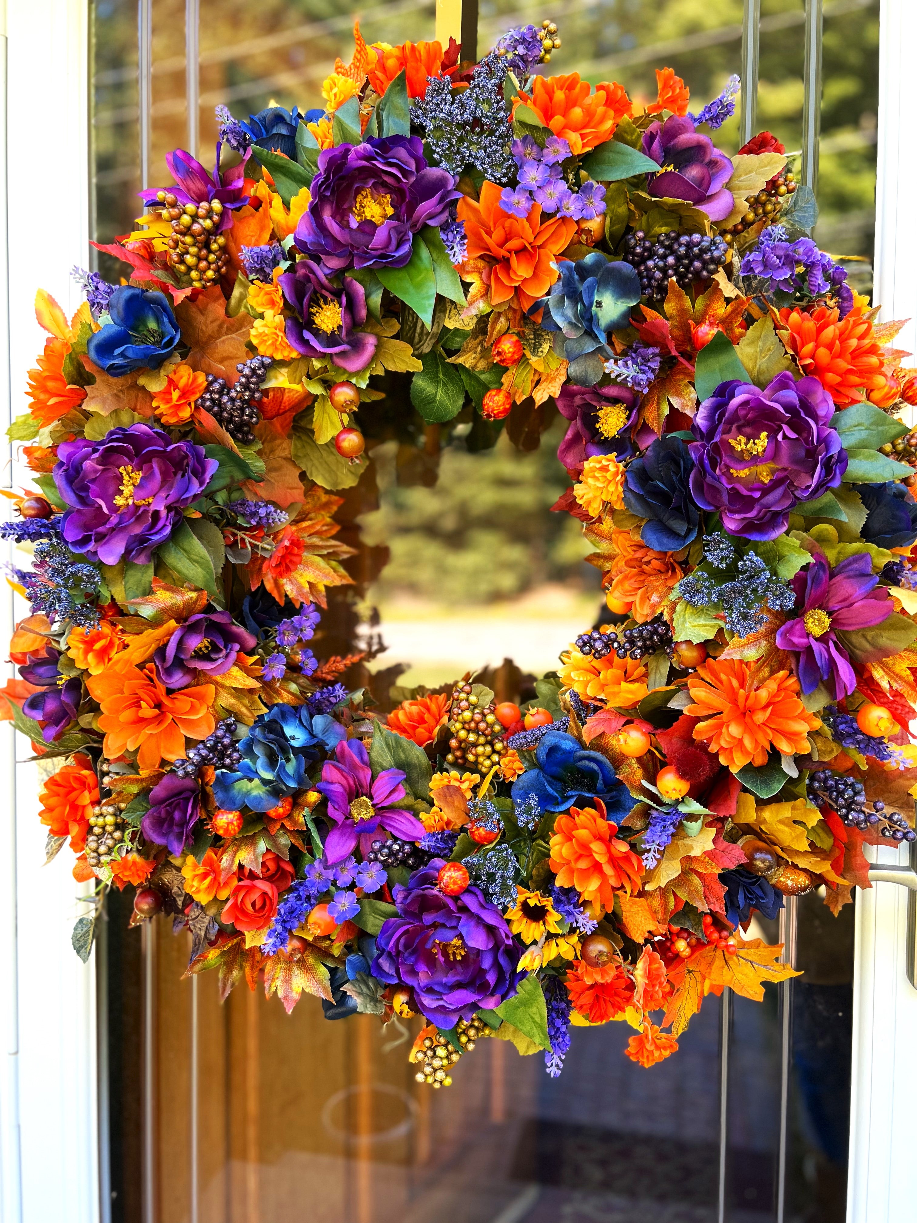 Autumn Gathering Wreath, Purple-Orange Wreath