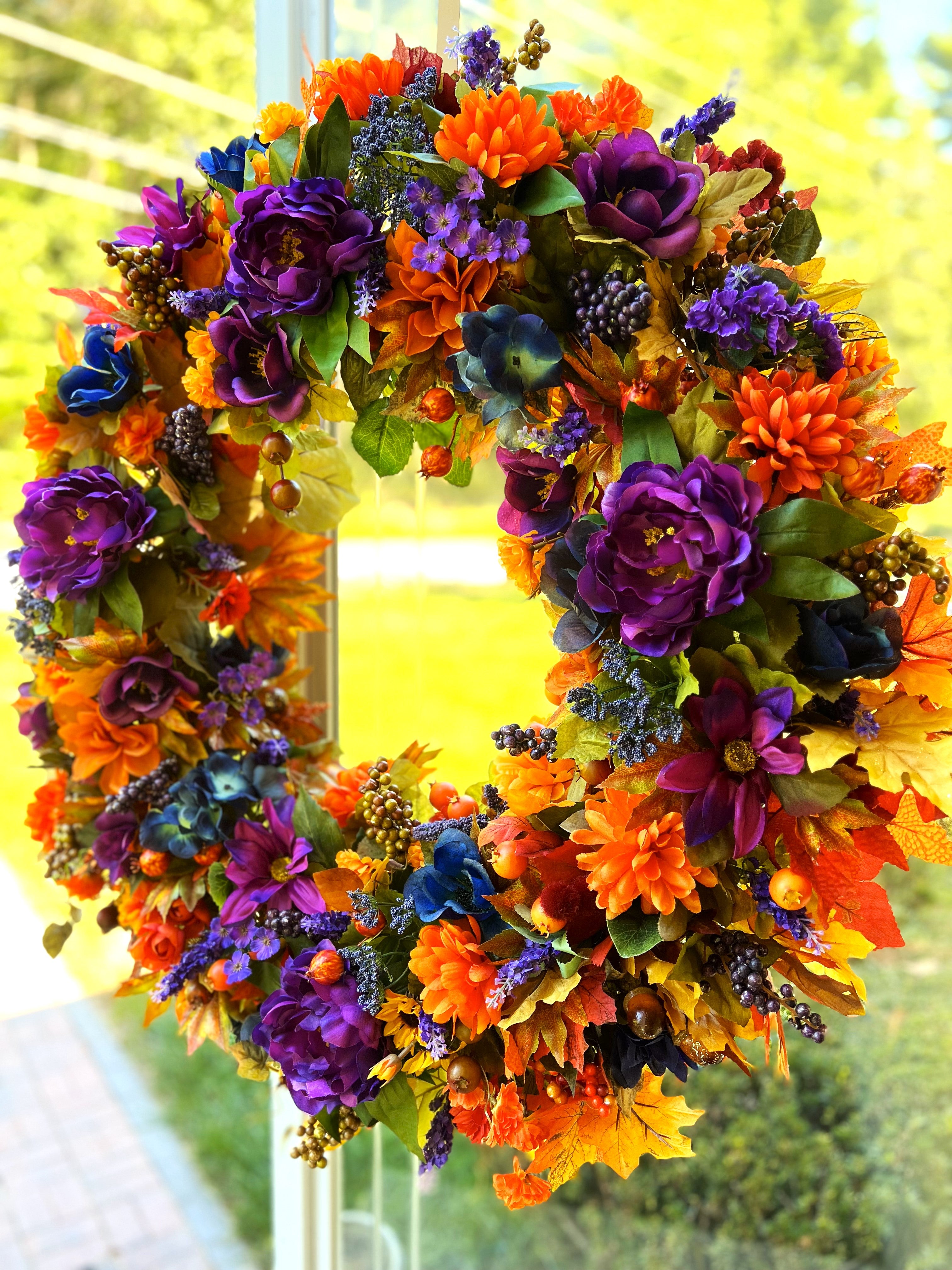 Autumn Gathering Wreath, Purple-Orange Wreath