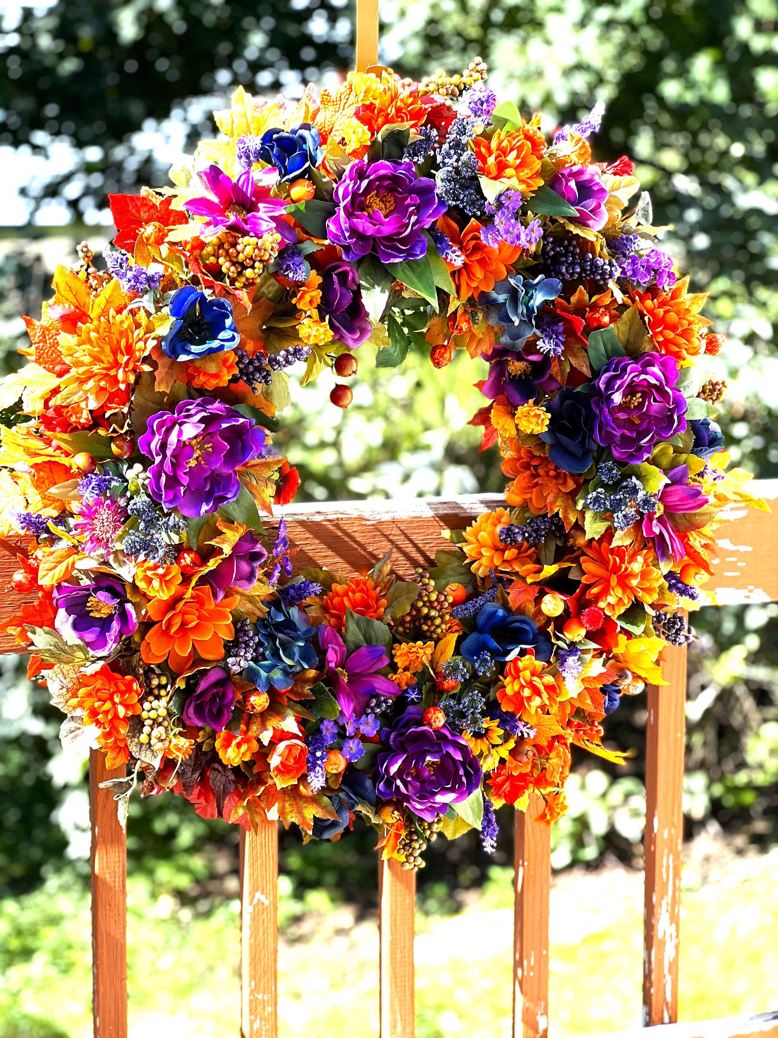 Autumn Gathering Wreath, Purple-Orange Wreath
