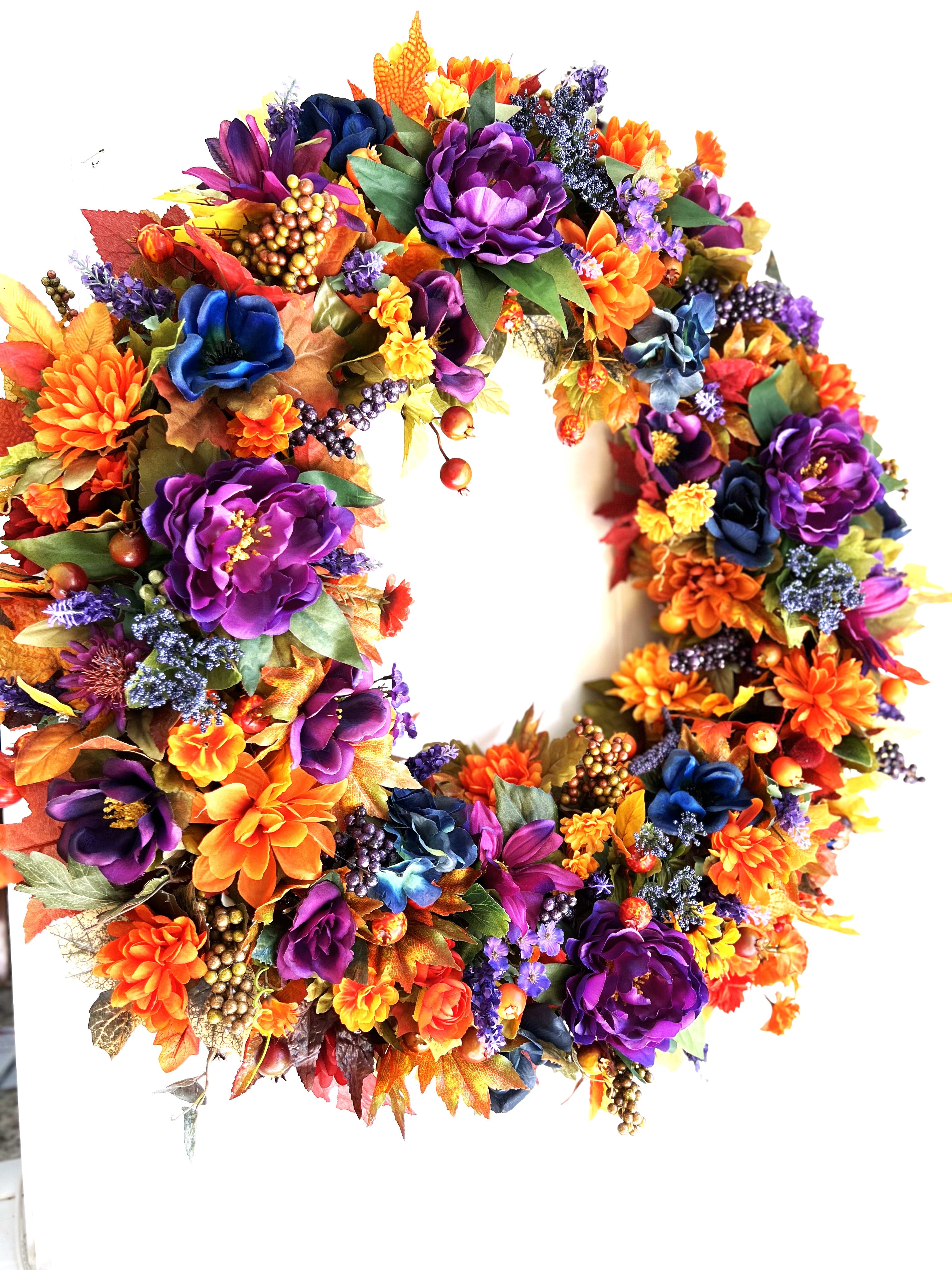 Autumn Gathering Wreath, Purple-Orange Wreath