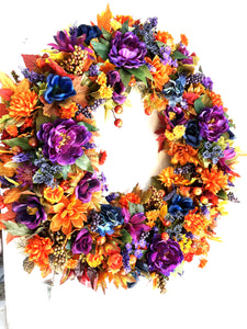 Autumn Gathering Wreath, Purple-Orange Wreath